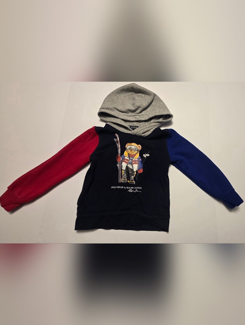 Ralph Lauren Kids Polo Bear Ski Hoodie Navy Gray Red Blue
